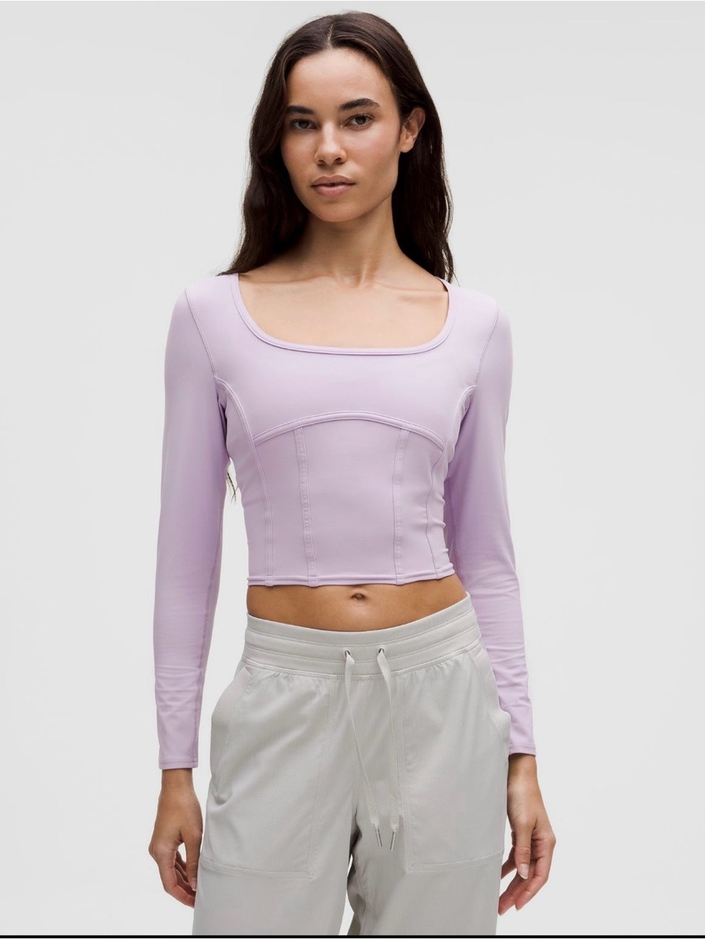 lululemon athletica Light Lavender Nulu Long Sleeve Corset Crop Top